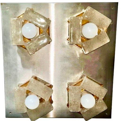 Albano Poli by Poliarte wall lighting XXL 4 glass murano , Italy 1970