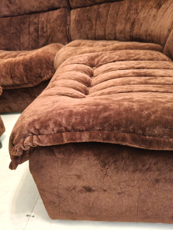 Image 1 of Divano modulare vintage in velluto a coste marrone