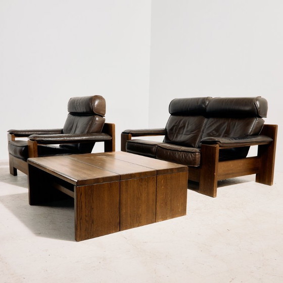 Image 1 of MK10591 Modell 757 Ledersofa-Set von Harry de Groot für Leolux, 3-teilig