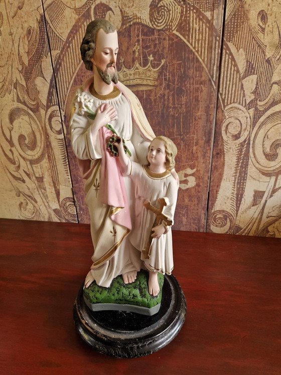 Image 1 of Antique Bell Jar with Religious Figure