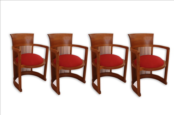 Image 1 of Frank Lloyd Wright dining table with chairs - Cassina 1917 Design