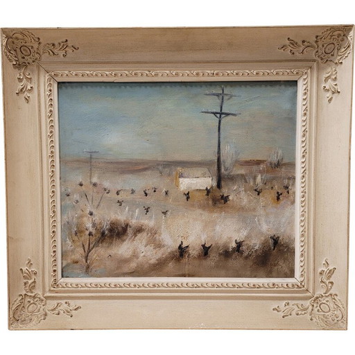 Óleo sobre lienzo vintage "La Mancha", 1974