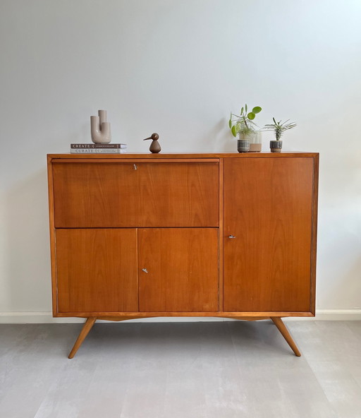 Vintage Highboard Teakhout, Midcentury/Jaren 60