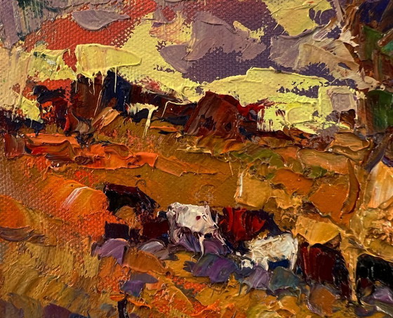 Originales Ölgemälde Herbstlandschaft am Abend – Gemälde & Zeichnungen, Canvas (photo 7 of 8)