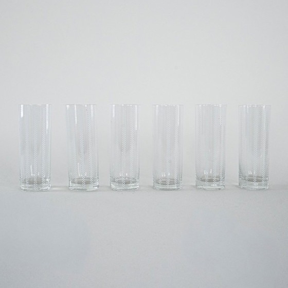 Image 1 of Set van zes glazen, Op Art, jaren 60, gemaakt in Italië.