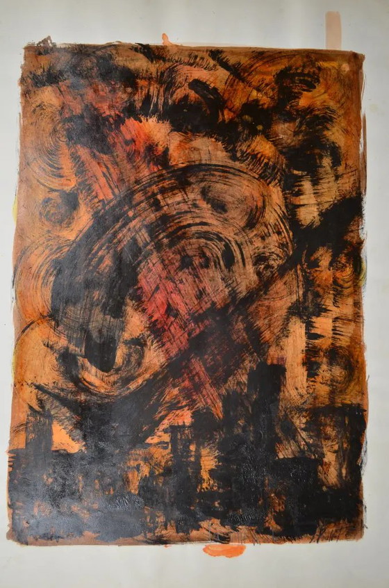 Jean Poulet “The Dead City” Óleo de los años 90, firmado y titulado – Pinturas y dibujos, Paper, Abstract (photo 2 of 12)