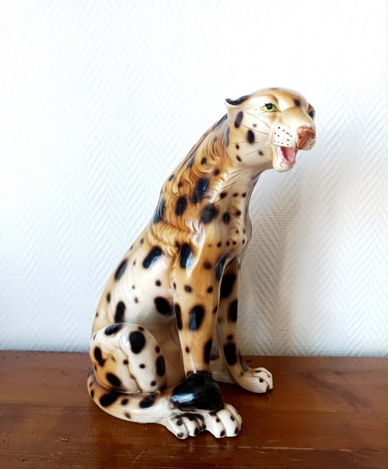 Image 1 of Vintage ceramic leopard, Italy 1970