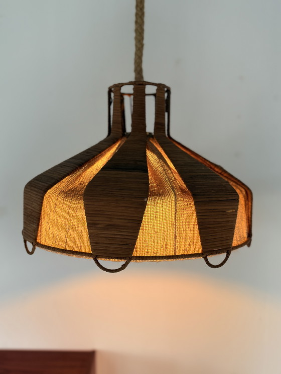 Image 1 of Vintage hanglamp in wol & riet ‘60