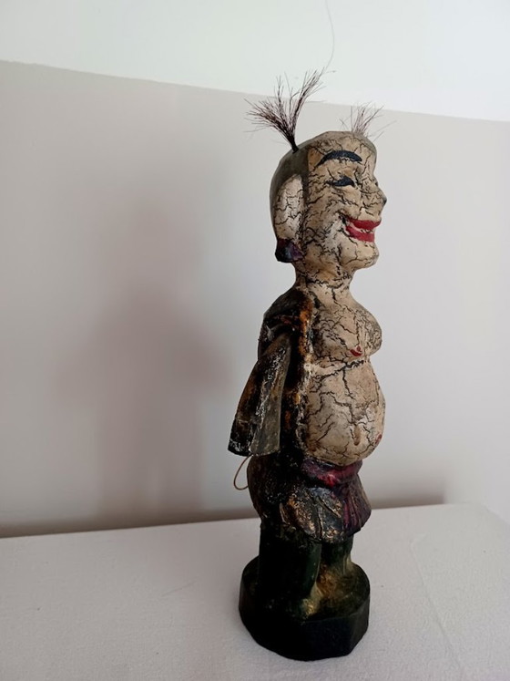 Image 1 of Vietnamese Water Puppet – ‘Laughing Boy’ – Hand‑Carved Wood, Matte Lacquer, 26 cm