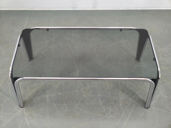 Image 1 of Italian Chrome and Smoked Glass Coffee Table, 1970s