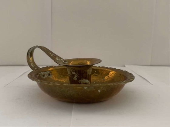 Image 1 of Bougeoir en laiton, porte-bougie, style Bauhaus, fait main, Art Déco, ED E.D.