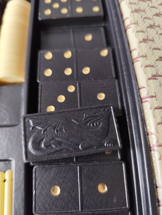 Image 1 of TCC Elegant Game Collection • Luxury Game Box Red/Gold • Chess Checkers Rummy