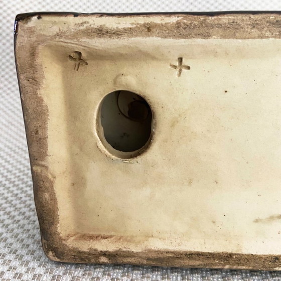 Image 1 of Art Deco Statuette – Glazed Ceramic Antelope of Saint Radegonde