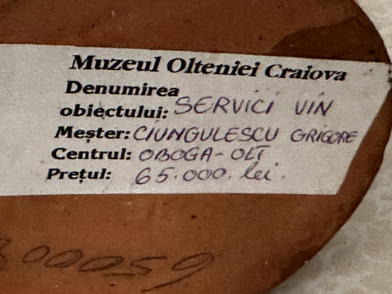 Image 1 of Vintage glazed pottery pitcher from Romania H 27 cm