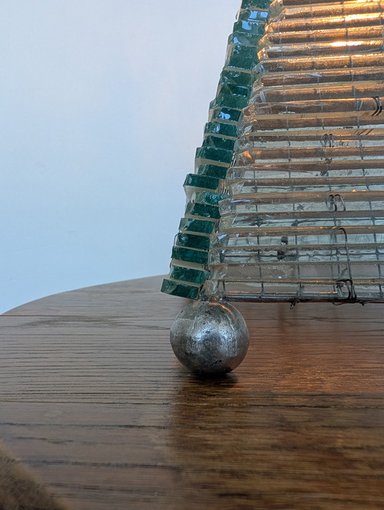Image 1 of French Glass Pyramid Shaped Sculptured Table Lamp, 1970s