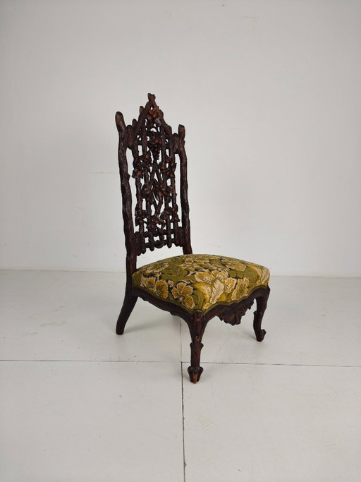 Beautiful 19th-Century Black Forest Chairs – Exceptional Carving – fauteuils, Wood
