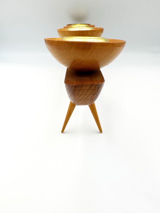 Image 1 of East Germany GDR wooden candlestick