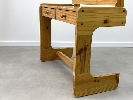 Image 1 of Brutalist Pine Dressing Table Sculptural Design 1970s