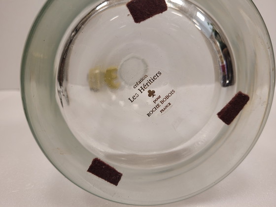 Image 1 of Paire de carafes ou vases en cristal, céramique vernissée, Maison Les Héritiers pour Roche Bobois