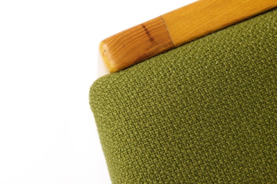 Image 1 of Vintage Scandinavian Oak Chair, 1970s, Norwegian Design, Newly Upholstered Green Fabric, Mid-Century Wooden Dining Chair