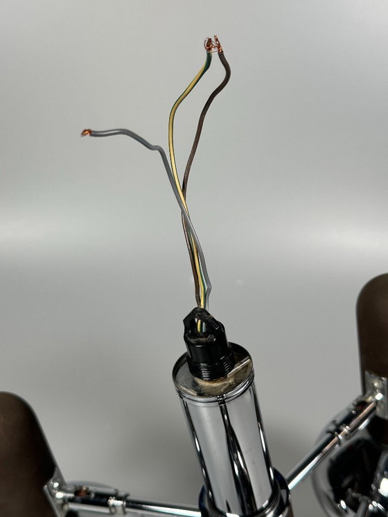 Image 1 of Lampada da soffitto anni '60/'70, faretto a 3 luci, metallo, stile spaziale