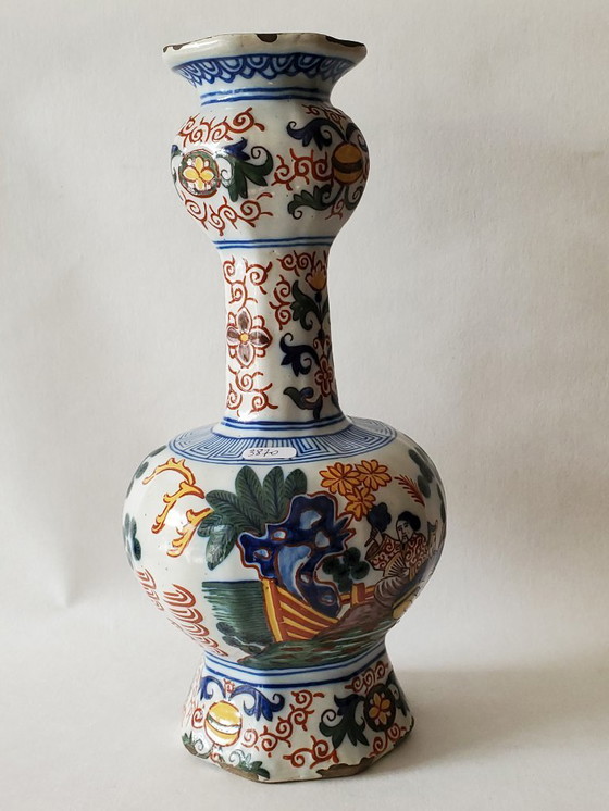 Image 1 of Polychrome Delftware bottle vase - Circa 1800 (ref 3870)