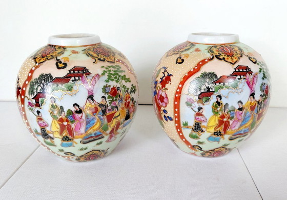 Chinese Ginger Jars Satsuma Style Geisha Decor 70s/80s – Chinoiserie, Vases, Porcelain (photo 6 of 10)