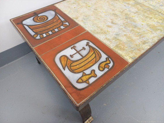 Image 1 of Vintage coffee table by Jean Gregorieff for Roche Bobois in ceramic and steel from the 60s and 70s