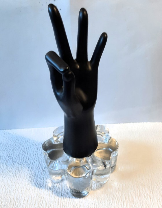 Image 1 of Vintage Georgshütte Glasdesign Theepotwarmer – IJsglas Rechaud – 15 cm | West Germany 1970