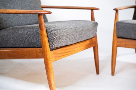 Image 1 of Mid-century easy chair with grey upholstery