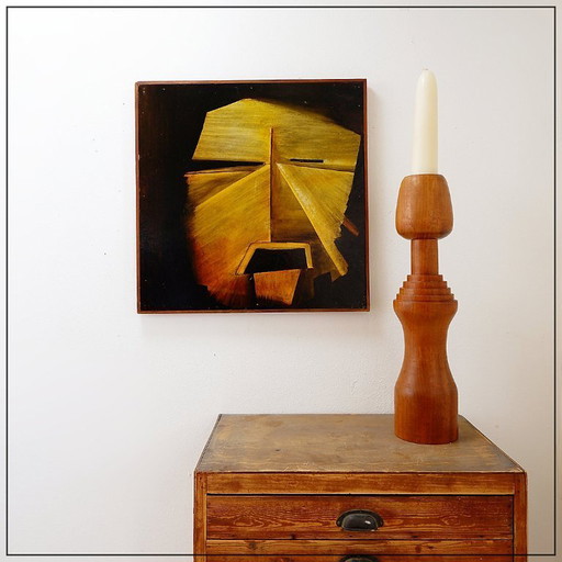 Abstract painting on panel - 63 x 63 cm