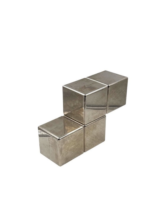 Image 1 of Postmodern steel tetris sculpture, Italy 1980s