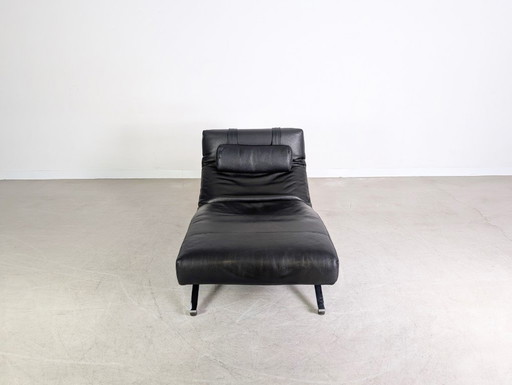 Originele Niels Eilersen fauteuil Jens Juul lounger leer zwart 1980