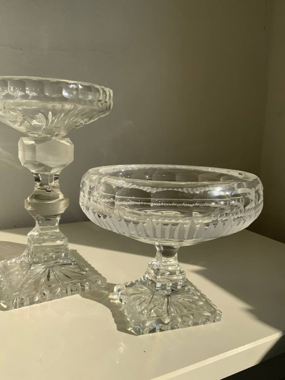 Image 1 of Raro set di 3 oggetti in cristallo di Boemia – Periodo storicista (circa 1880-1890)