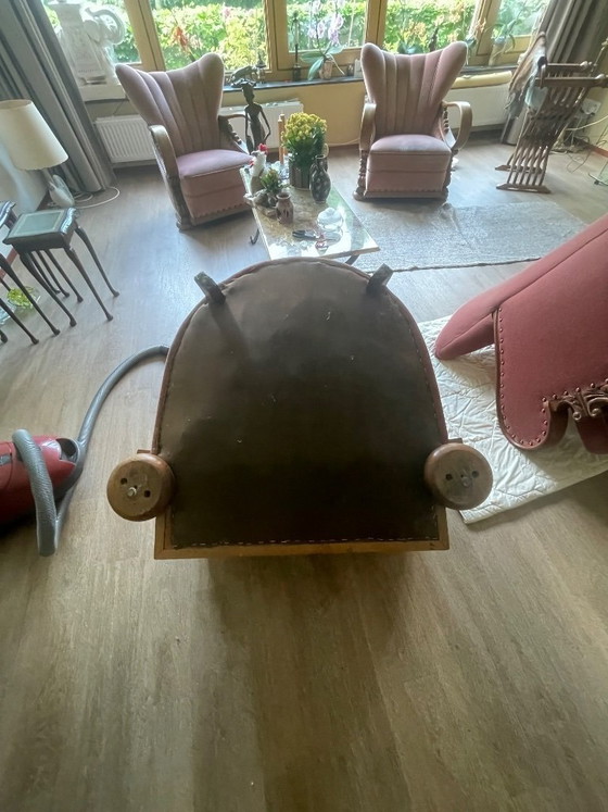 Image 1 of Set van 4 Art Deco fauteuils (ca. 1920-1950) | Opnieuw bekleed met roze fluweel