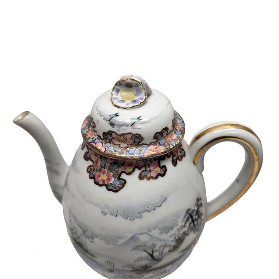 Image 1 of Alte japanische Porzellan-Teekanne und -Tasse, frühes 20. Jahrhundert