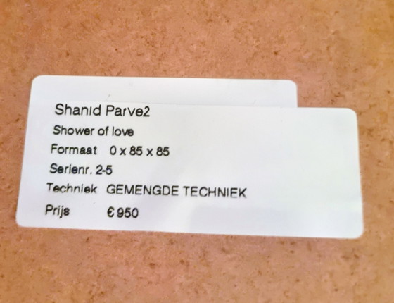 Image 1 of Œuvre de Shahid Parvez, « Douche d'amour », 85 × 85 cm, encadrée