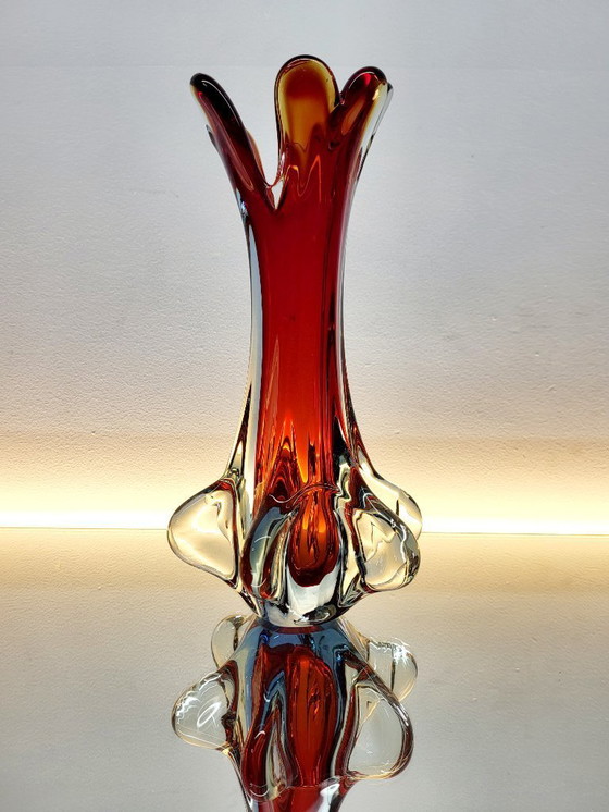 Image 1 of Murano multicolored glass organic vase, Somserso technique, Italy