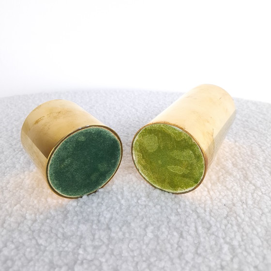 Image 1 of 2x vintage candlesticks brass mid century modern design