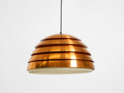 Lampe à suspension originale à lattes de cuivre des années 1960 par Hans-Agne Jakobsson pour Markaryd. Fabriqué en Suède