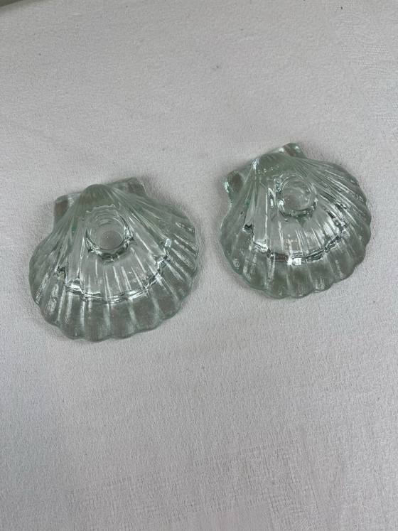 Par de portavelas con forma de concha de vieira – Crystal, Glass, Vintage (photo 6 of 10)