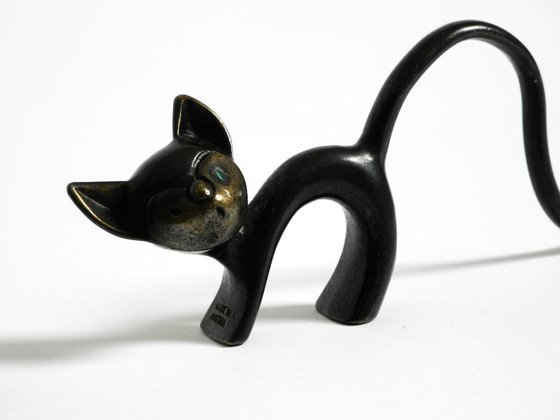 Image 1 of Two Mid Century Modern brass cats as ring holders by Walter Bosse for Herta Baller