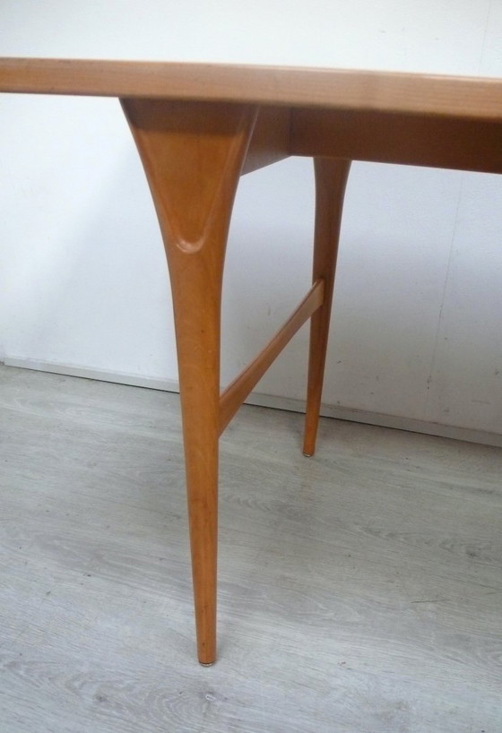 Image 1 of 60s mesa de centro de madera maciza de cerezo V-piernas Mid Century Modern elegante delgado