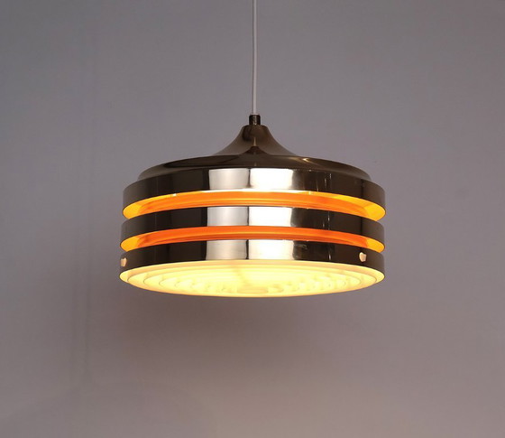 Image 1 of Vintage goudkleurig gelaagde hanglamp van Carl Thore