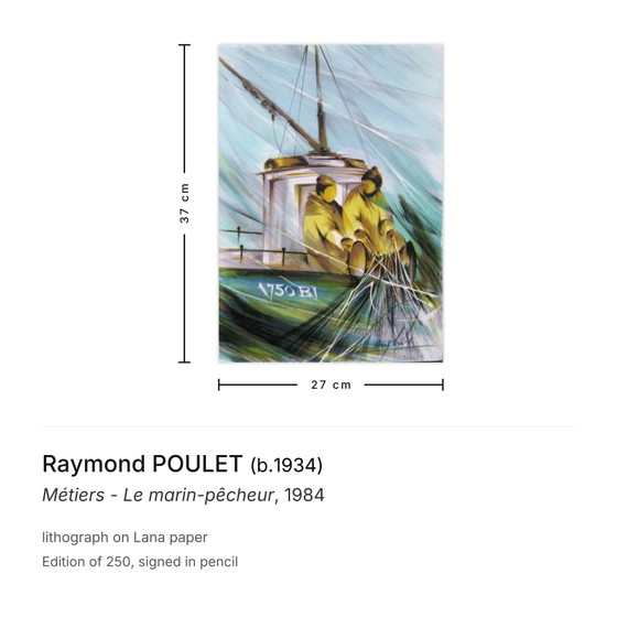 Image 1 of Raymond POULET Trades - De Visser Gesigneerde lithografie 1984