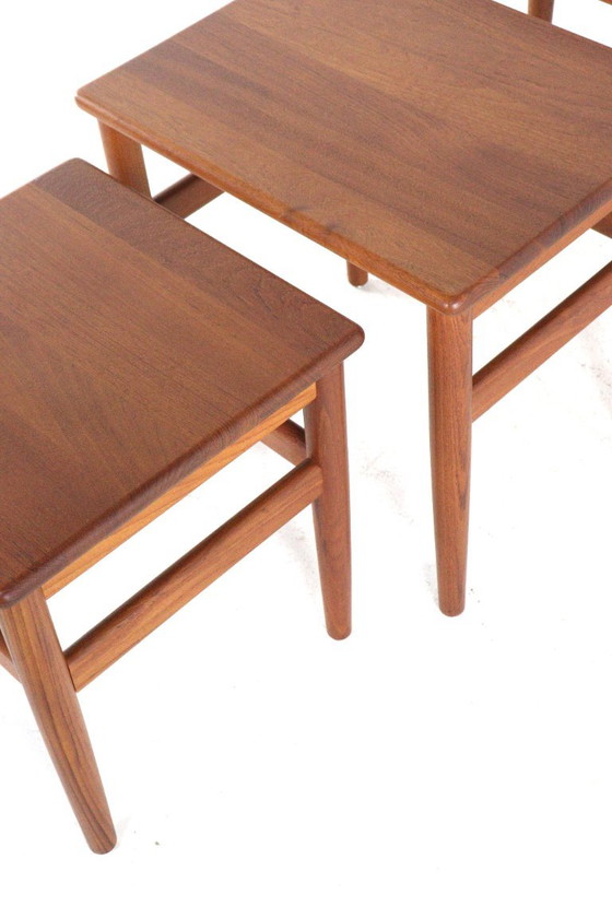 Set of 3 Danish Nesting Tables Side Tables Solid Teak Vintage Restored – Wood (photo 10 of 19)