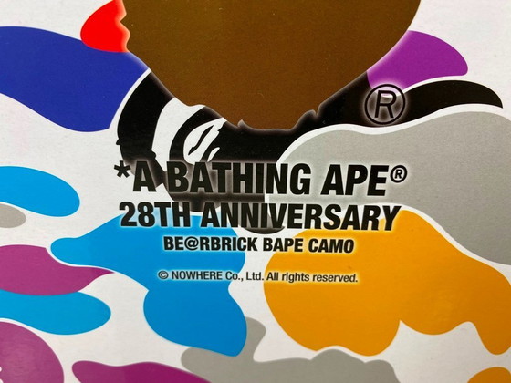 Image 1 of Bearbrick BAPE A BATHING APE 28. Jubiläum 02 CAMO #2 400% MEDICOM Toys