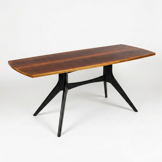 Image 1 of Table basse Vintage Scandinave en teck et piètement noir - années 60