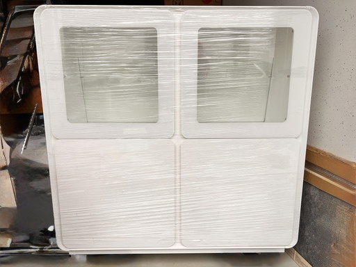 Unieke, Strakke Italiaanse Vitrine en Hangkasten Combinatie