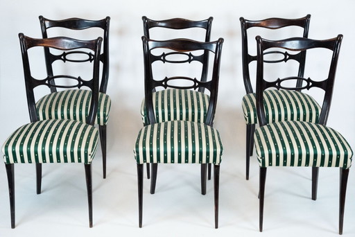 Mid-Century set of six dining chairs attributed to Paolo Buffa. Italy 1950s